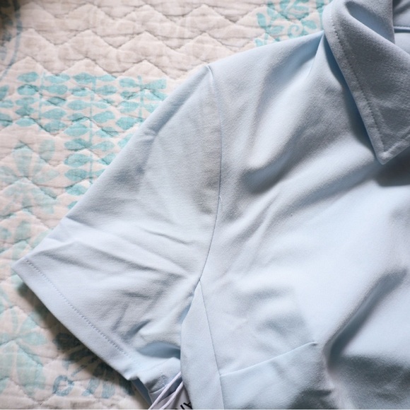 NWT Aritzia Sunday Best Alice Cropped Polo T-Shirt Fluid Blue Size 6 - Picture 13 of 13